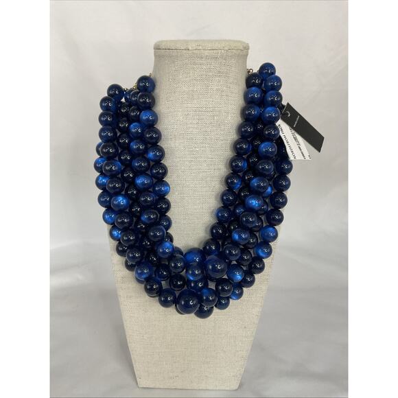 NORDSTORM RCK BAUBLEBAR BRILLIANT BLUE GRADUATED 5 MULTISTRAND NECKLACE 9 IN - Picture 1 of 5